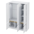 Armoire penderie indépendante pour chambre à coucher avec tringle à vêtements et 6 portes en bois