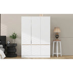 Armoire penderie indépendante pour chambre à coucher avec tringle à vêtements et 6 portes en bois