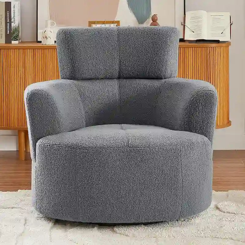 Fauteuil pivotant à 360° en tissu, fauteuil d'appoint crapaud
