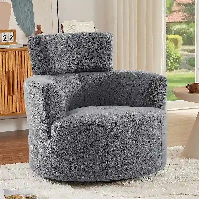 Fauteuil pivotant à 360° en tissu, fauteuil d'appoint crapaud