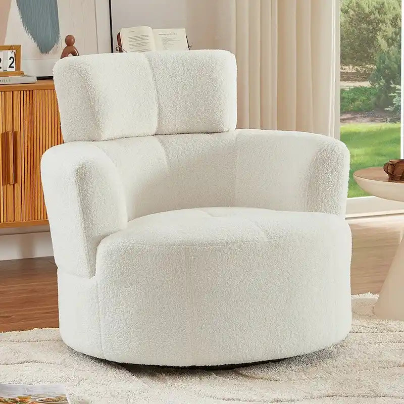 Fauteuil pivotant à 360° en tissu, fauteuil d'appoint crapaud