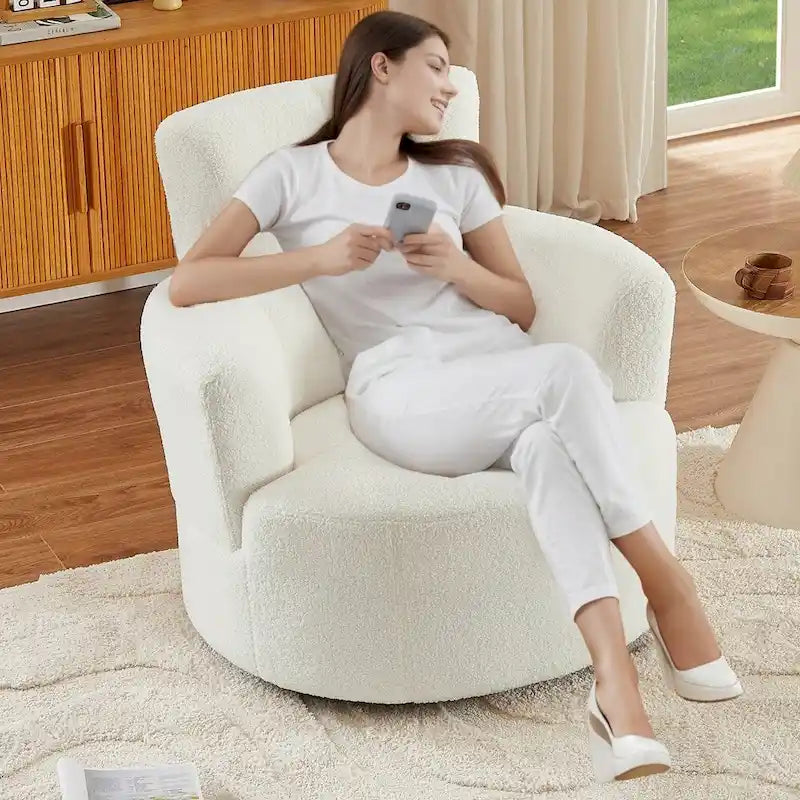 Fauteuil pivotant à 360° en tissu, fauteuil d'appoint crapaud