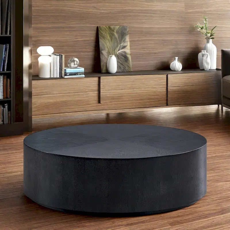 Table basse piédestal ronde moderne en MDF de 35,43 po – Aucun assemblage requis