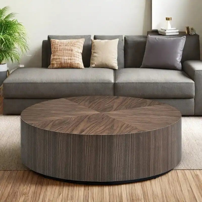 Table basse piédestal ronde moderne en MDF de 35,43 po – Aucun assemblage requis