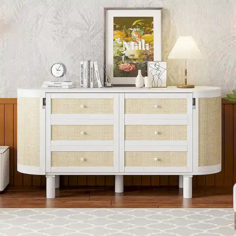 Lit pliant convertible en buffet avec rangement dissimulé, commode-lit mural dissimulé en bois tressé moderne Murphy
