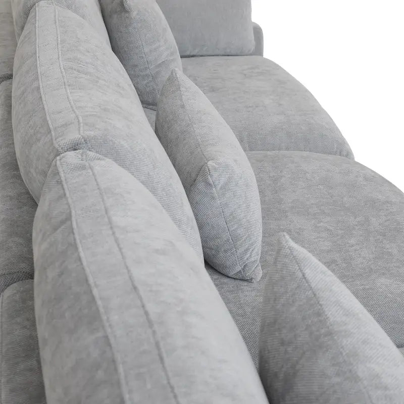 Canapé d'angle minimaliste en lin garni de duvet, canapé nuage en forme de U avec coussins