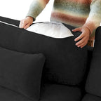 Canapé d'angle minimaliste en lin garni de duvet, canapé nuage en forme de U avec coussins