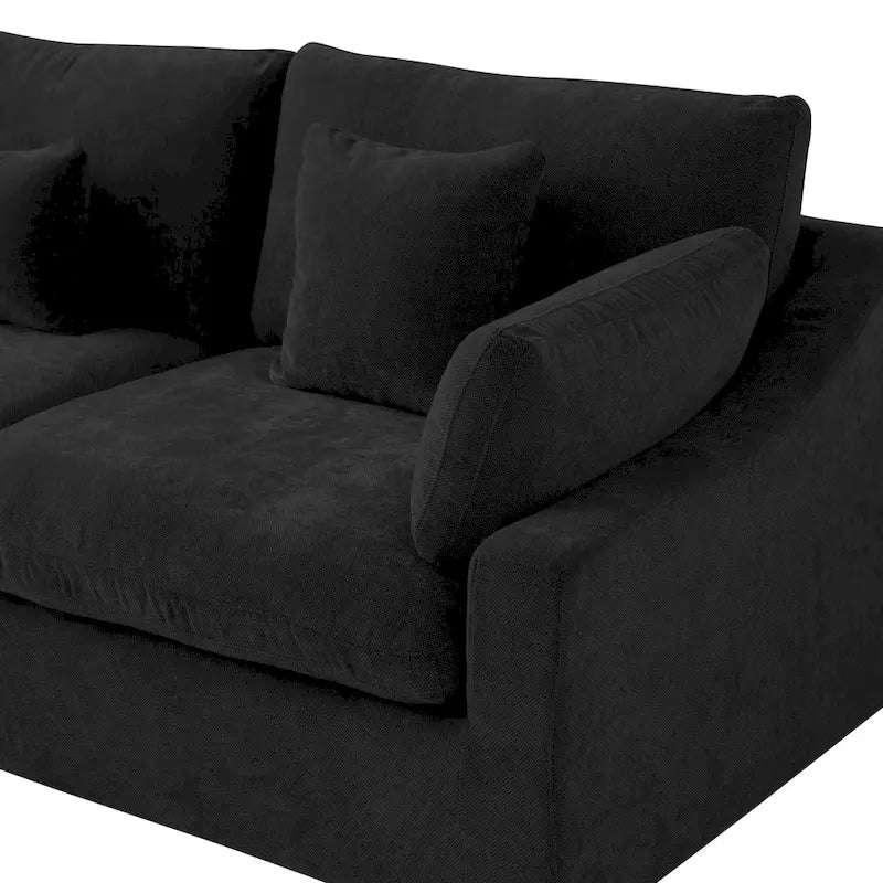 Canapé d'angle minimaliste en lin garni de duvet, canapé nuage en forme de U avec coussins