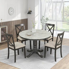 Salle à manger moderne en bois avec table ronde et chaises