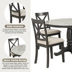 Salle à manger moderne en bois avec table ronde et chaises