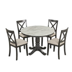 Salle à manger moderne en bois avec table ronde et chaises