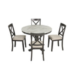 Salle à manger moderne en bois avec table ronde et chaises