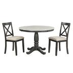 Salle à manger moderne en bois avec table ronde et chaises