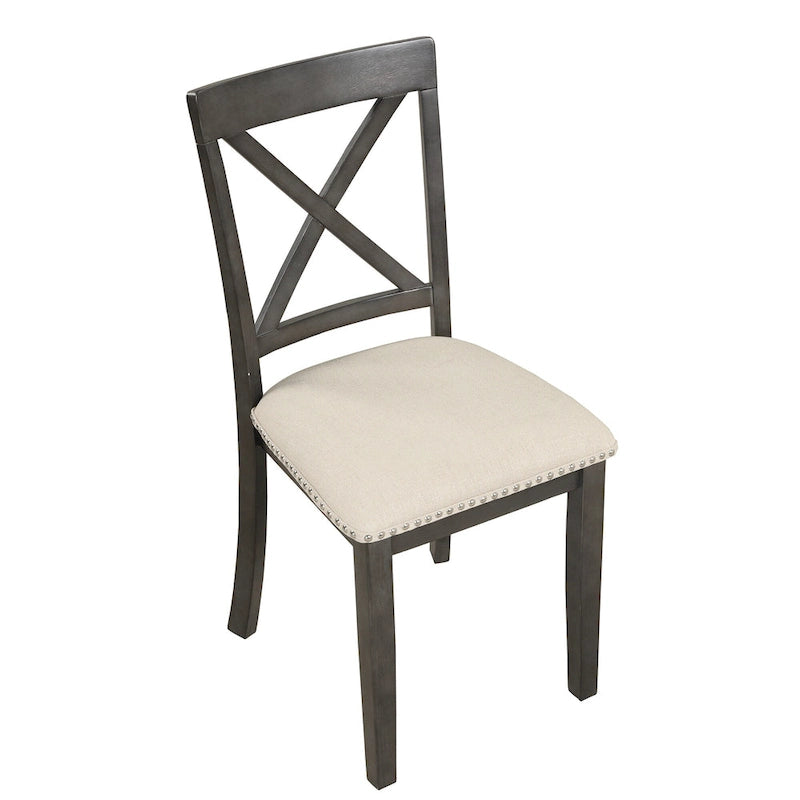Salle à manger moderne en bois avec table ronde et chaises