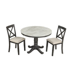 Salle à manger moderne en bois avec table ronde et chaises