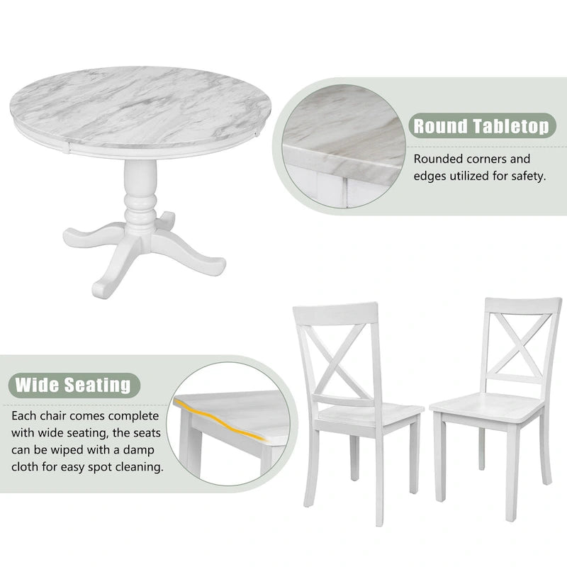 Salle à manger moderne en bois avec table ronde et chaises