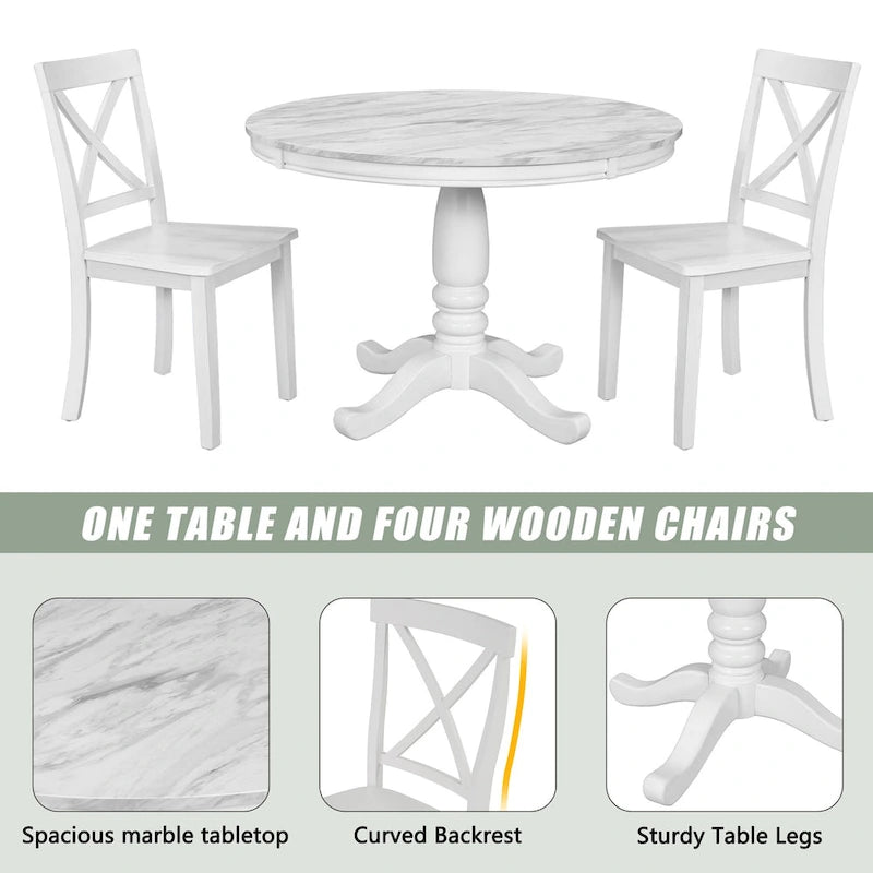 Salle à manger moderne en bois avec table ronde et chaises