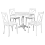 Salle à manger moderne en bois avec table ronde et chaises