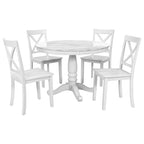 Salle à manger moderne en bois avec table ronde et chaises