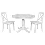 Salle à manger moderne en bois avec table ronde et chaises