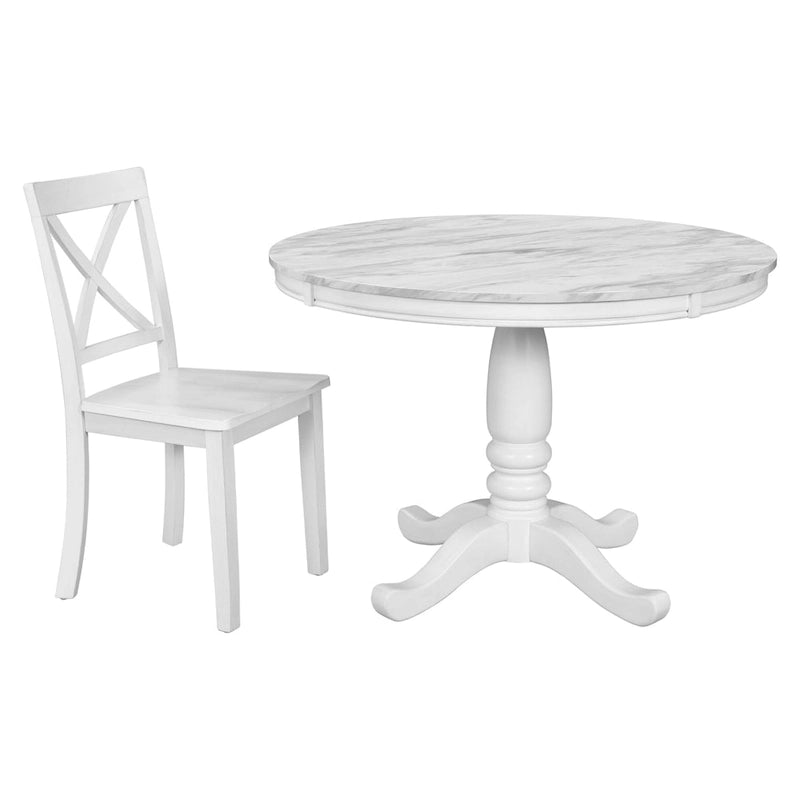 Salle à manger moderne en bois avec table ronde et chaises