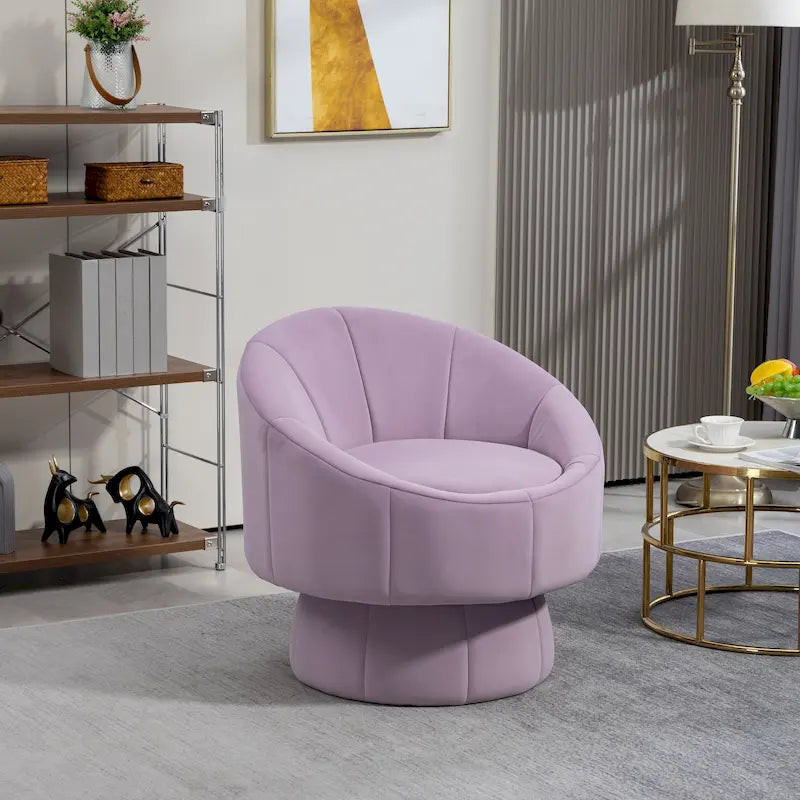 Fauteuil d'appoint moderne pivotant à 360° en velours de 28,75" avec structure en bois et coussin lombaire