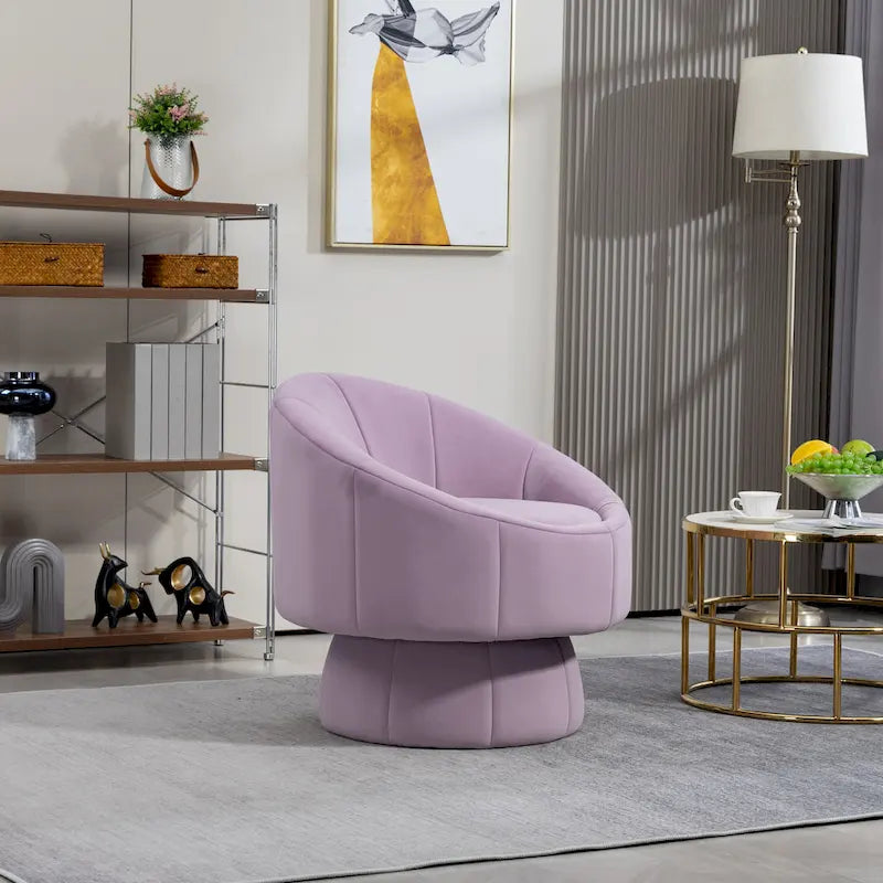 Fauteuil d'appoint moderne pivotant à 360° en velours de 28,75" avec structure en bois et coussin lombaire
