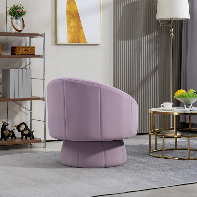 Fauteuil d'appoint moderne pivotant à 360° en velours de 28,75" avec structure en bois et coussin lombaire