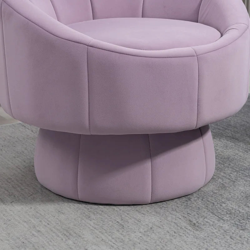Fauteuil d'appoint moderne pivotant à 360° en velours de 28,75" avec structure en bois et coussin lombaire