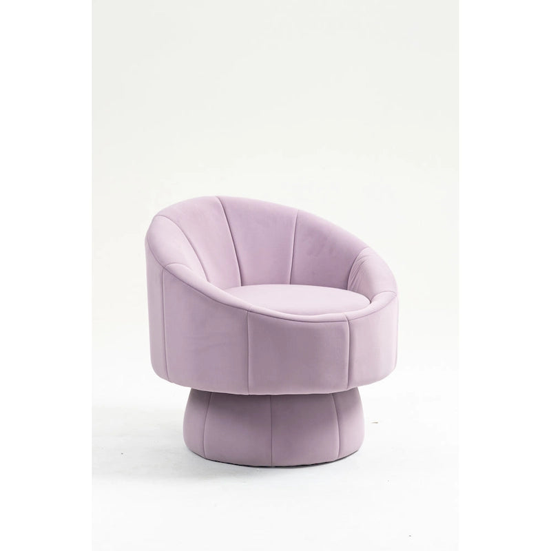 Fauteuil d'appoint moderne pivotant à 360° en velours de 28,75" avec structure en bois et coussin lombaire