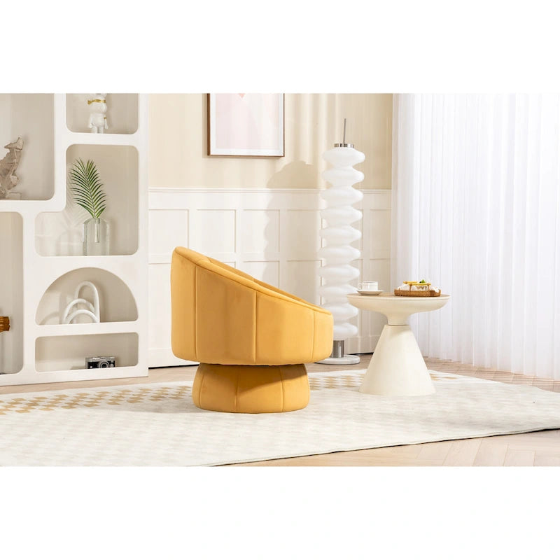 Fauteuil d'appoint moderne pivotant à 360° en velours de 28,75" avec structure en bois et coussin lombaire