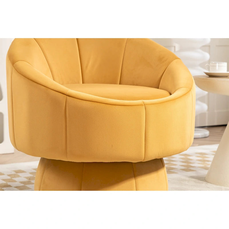 Fauteuil d'appoint moderne pivotant à 360° en velours de 28,75" avec structure en bois et coussin lombaire