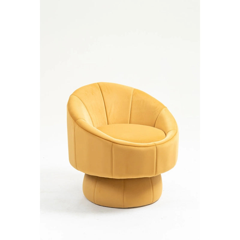 Fauteuil d'appoint moderne pivotant à 360° en velours de 28,75" avec structure en bois et coussin lombaire
