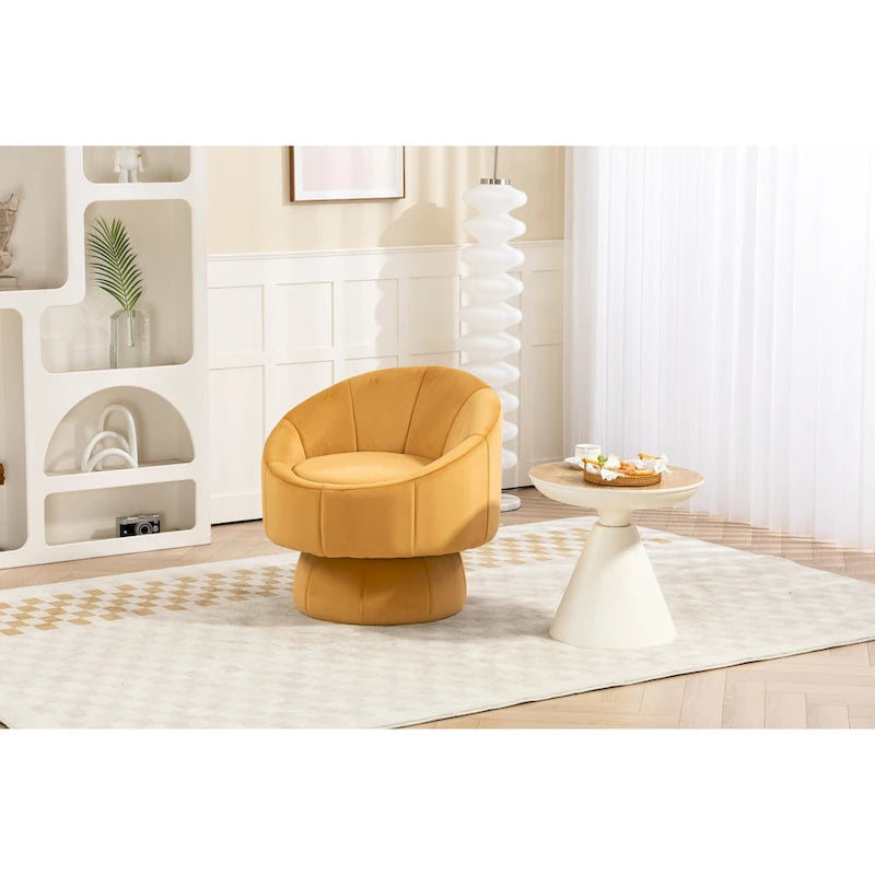 Fauteuil d'appoint moderne pivotant à 360° en velours de 28,75" avec structure en bois et coussin lombaire