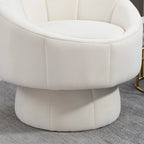 Fauteuil d'appoint moderne pivotant à 360° en velours de 28,75" avec structure en bois et coussin lombaire