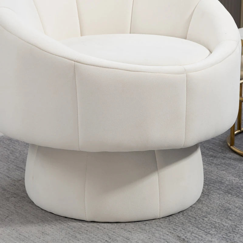 Fauteuil d'appoint moderne pivotant à 360° en velours de 28,75" avec structure en bois et coussin lombaire
