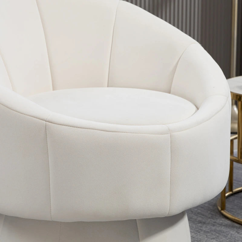 Fauteuil d'appoint moderne pivotant à 360° en velours de 28,75" avec structure en bois et coussin lombaire
