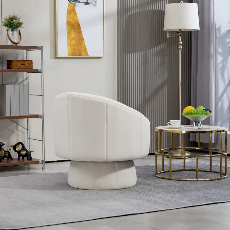 Fauteuil d'appoint moderne pivotant à 360° en velours de 28,75" avec structure en bois et coussin lombaire