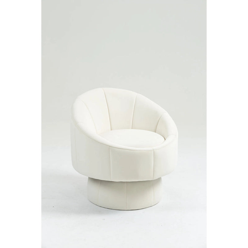 Fauteuil d'appoint moderne pivotant à 360° en velours de 28,75" avec structure en bois et coussin lombaire