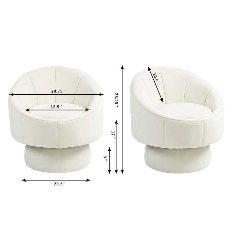 Fauteuil d'appoint moderne pivotant à 360° en velours de 28,75" avec structure en bois et coussin lombaire