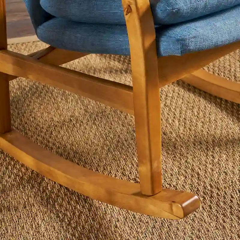Fauteuil à bascule en bois massif avec coussin en lin et fabrication artisanale de qualité supérieure