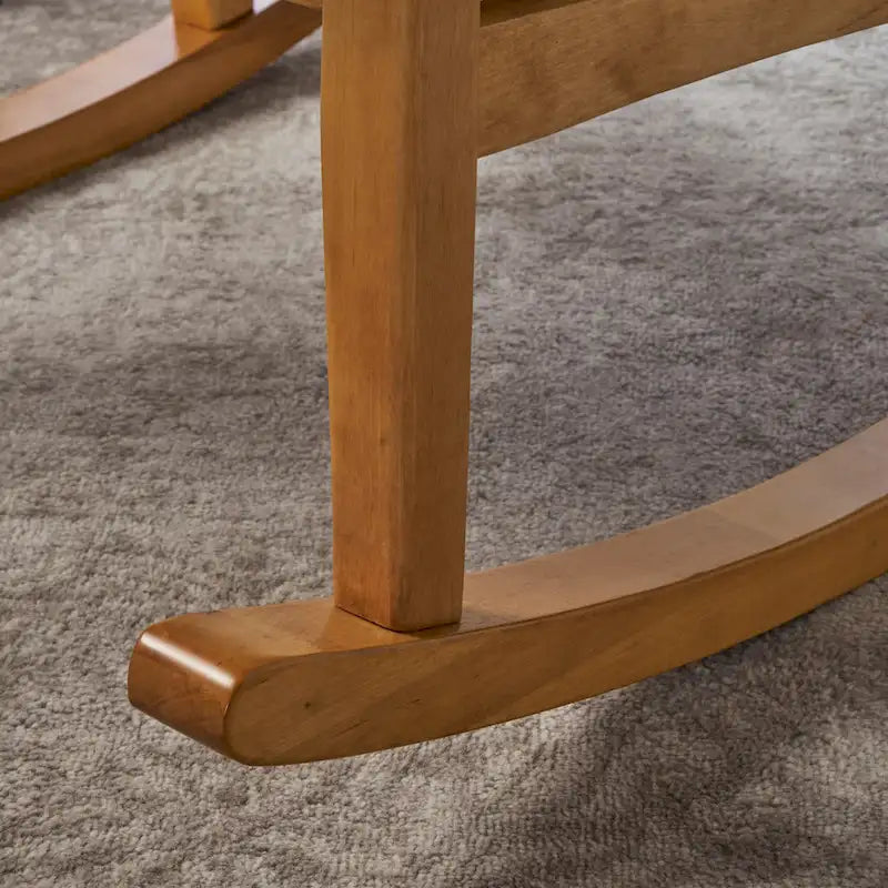 Fauteuil à bascule en bois massif avec coussin en lin et fabrication artisanale de qualité supérieure