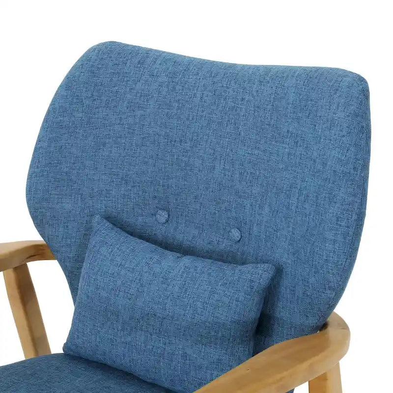 Fauteuil à bascule en bois massif avec coussin en lin et fabrication artisanale de qualité supérieure