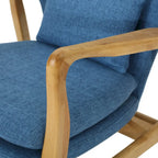 Fauteuil à bascule en bois massif avec coussin en lin et fabrication artisanale de qualité supérieure