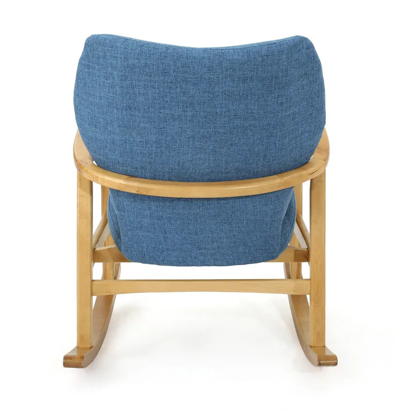 Fauteuil à bascule en bois massif avec coussin en lin et fabrication artisanale de qualité supérieure