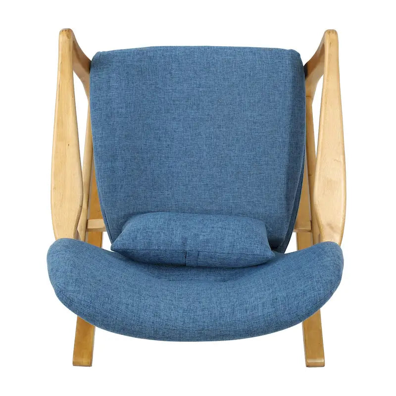 Fauteuil à bascule en bois massif avec coussin en lin et fabrication artisanale de qualité supérieure
