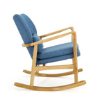 Fauteuil à bascule en bois massif avec coussin en lin et fabrication artisanale de qualité supérieure