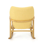 Fauteuil à bascule en bois massif avec coussin en lin et fabrication artisanale de qualité supérieure
