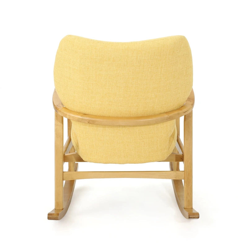 Fauteuil à bascule en bois massif avec coussin en lin et fabrication artisanale de qualité supérieure