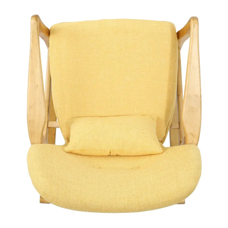 Fauteuil à bascule en bois massif avec coussin en lin et fabrication artisanale de qualité supérieure